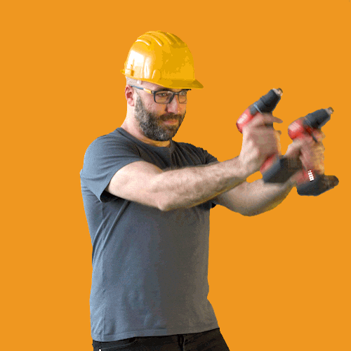 Animation of man using powertools